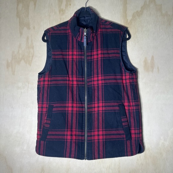 J.Crew Men’s Reversible Quilted Vest Navy & Red Plaid 3M Thinsulate - Picture 13 of 14